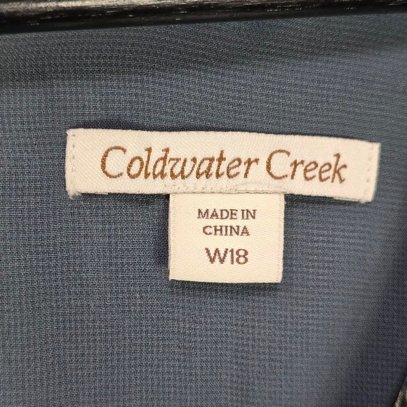 Coldwater Creek Midi Dress 18 Abstract V Neck Short Sleeve Gathered Waist Church - Picture 11 of 13